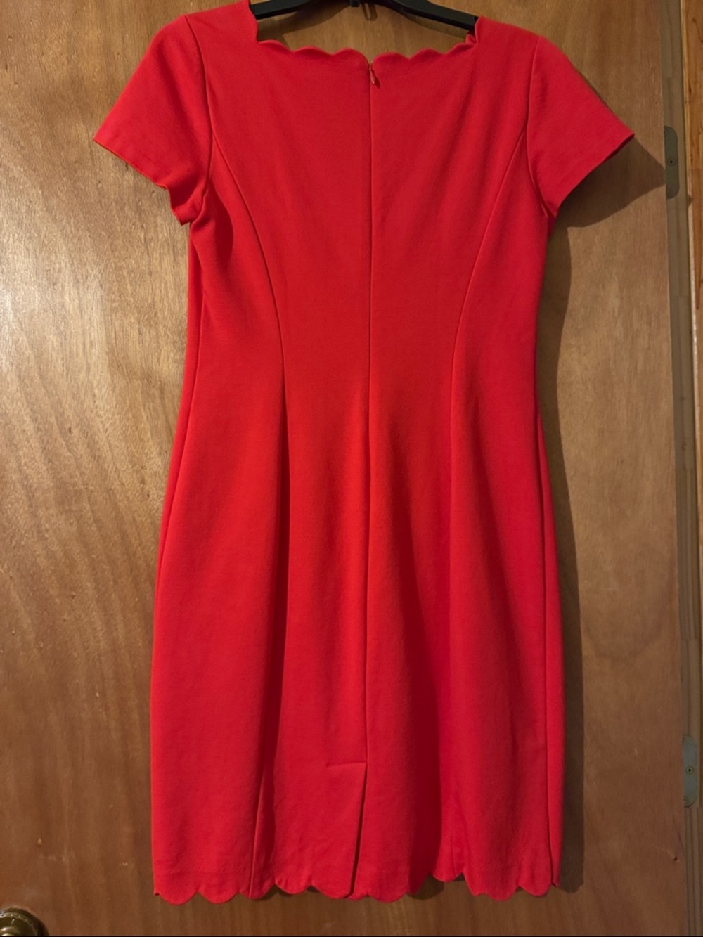 Talbots Red Scalloped Sheath Midi Dress ( OLCC) - Picture 3 of 5